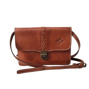 Patricia Nash Leather Mini Crossbody Organizer Bag Brandy Cognac Colour